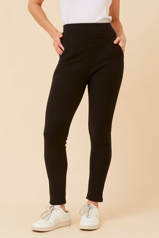 Fleece Lined Ponti Pant Black