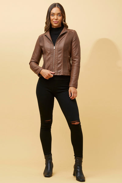 Nikita Faux Leather Jacket Chestnut