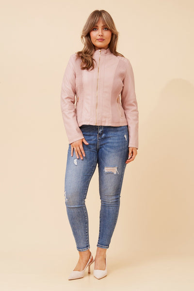 Nikita Faux Leather Jacket Pink