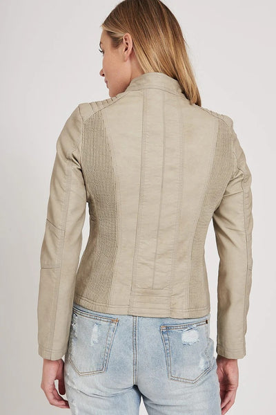 Nikita Faux Leather Jacket  Beige