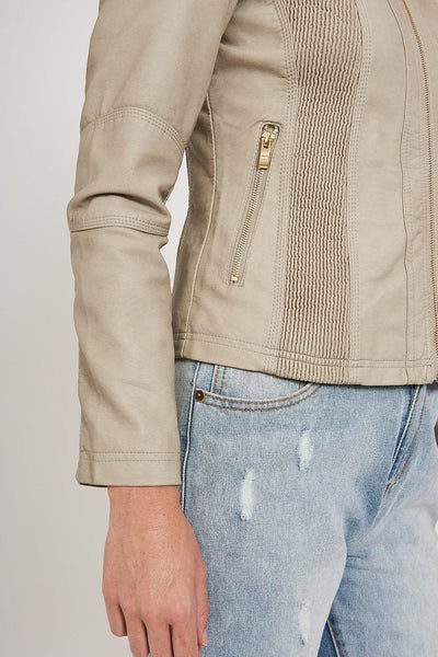 Nikita Faux Leather Jacket  Beige