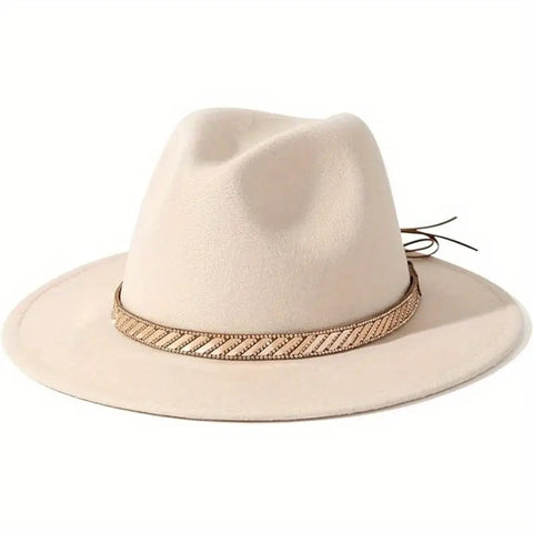 Felt Hat with Band Beige