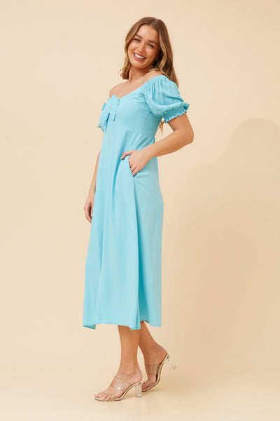Georgia Tie Front Dress Blue