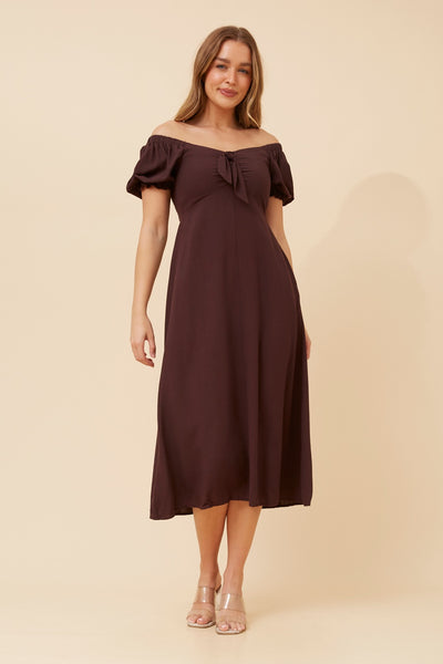 Georgia Tie Front Dress Chocolate