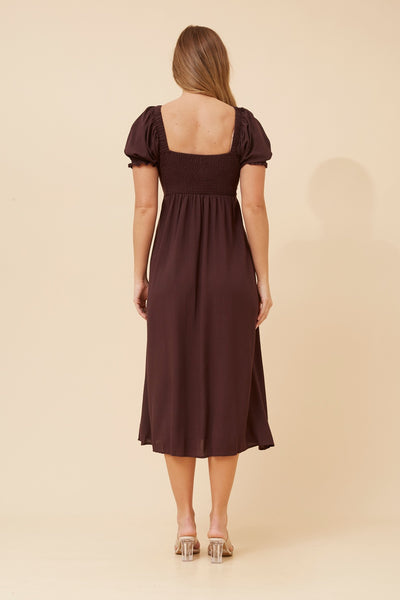 Georgia Tie Front Dress Chocolate