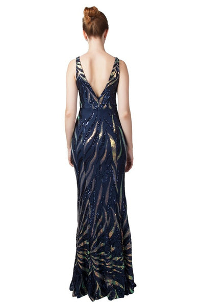 Gianna Print Formal Dress Navy