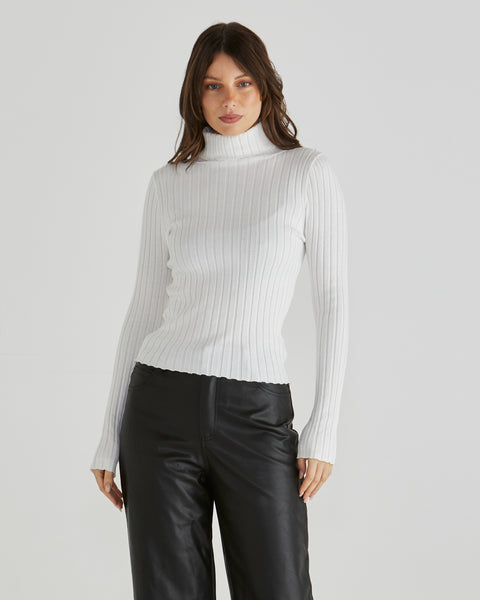 Ginny Rib Knit White - Cavorte 