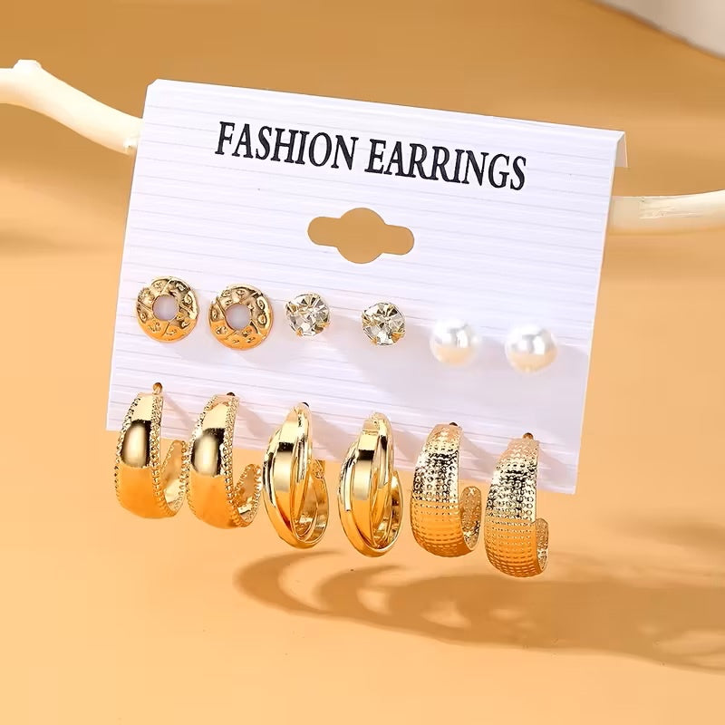 Trio Earring & Stud Set Gold