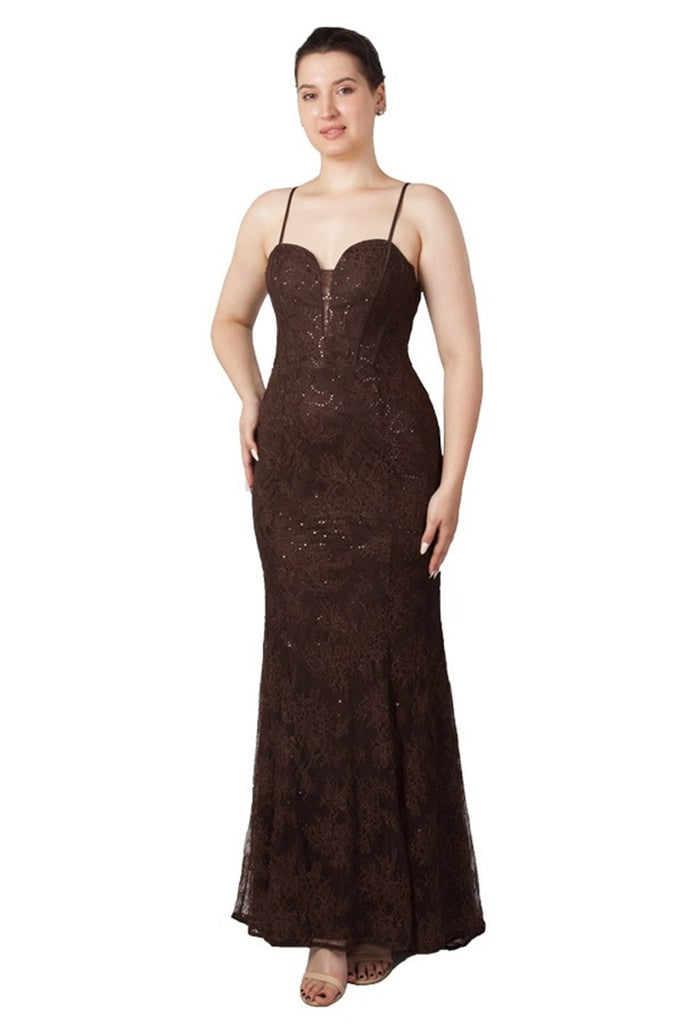 Helena Lace Formal Dress Chocolate