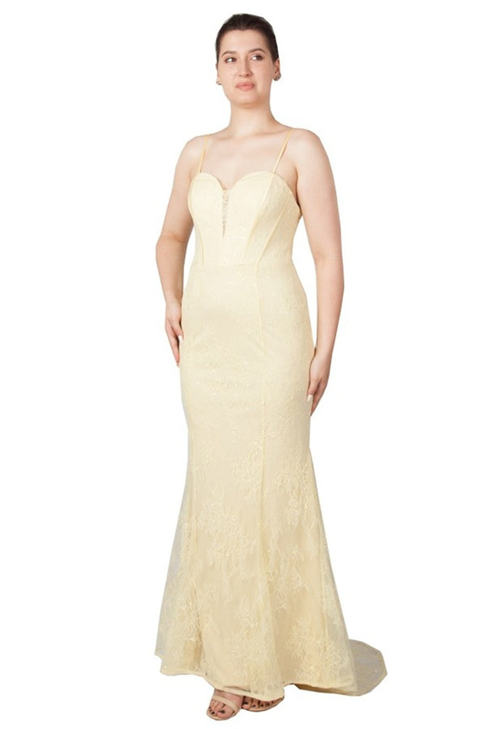 Helena Lace Formal Dress Lemon