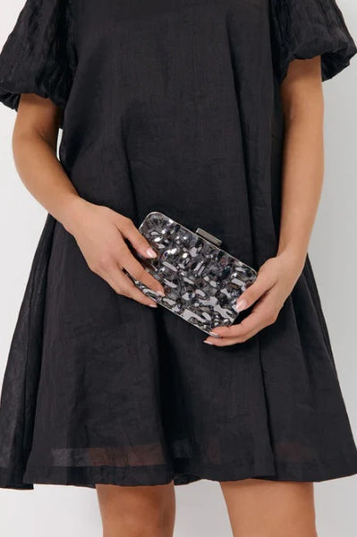 Textured Metal Clutch Gunmetal