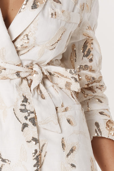 Ines Sequin Linen Blazer