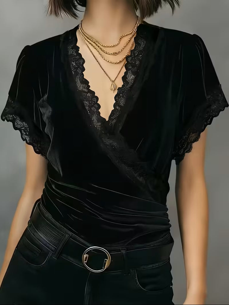 Isadora Velvet Top Black