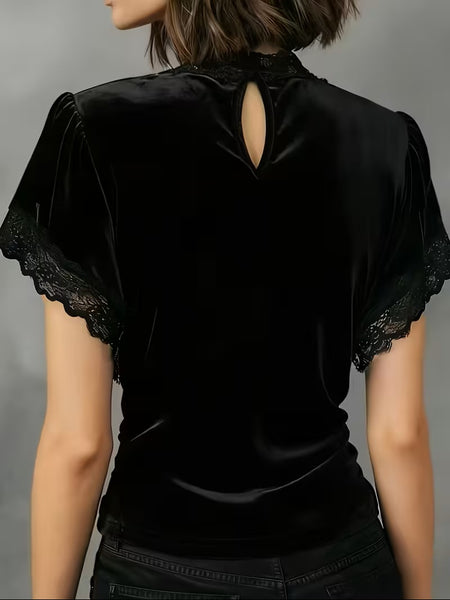 Isadora Velvet Top Black