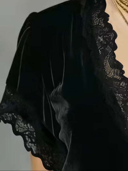 Isadora Velvet Top Black