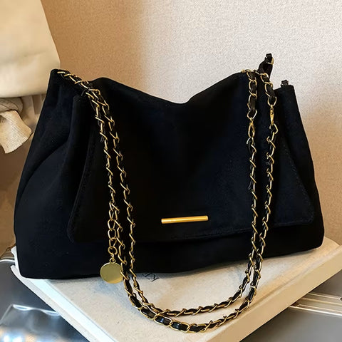 Isla Faux Suede Bag Black
