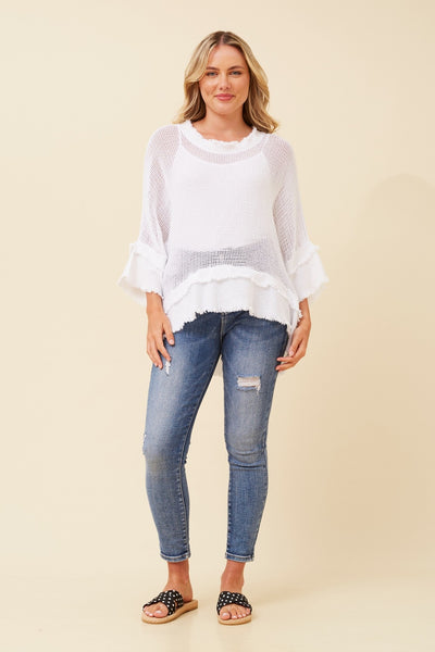 Italian Cotton Mesh Top White