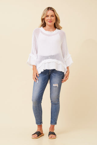 Italian Cotton Mesh Top White