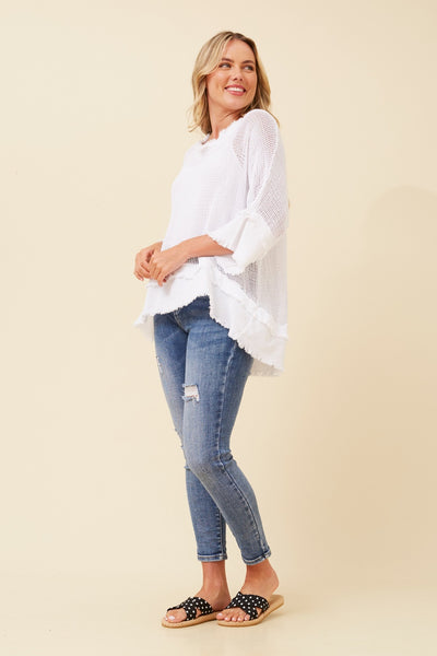 Italian Cotton Mesh Top White