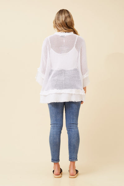 Italian Cotton Mesh Top White