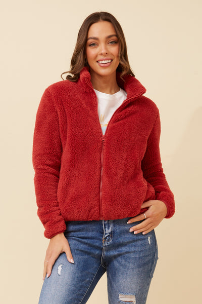Ava Teddy Jacket Cherrywood