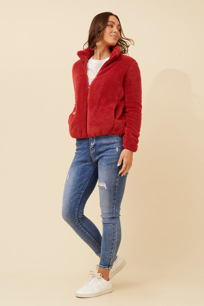 Ava Teddy Jacket Cherrywood