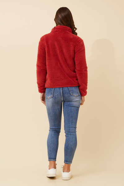 Ava Teddy Jacket Cherrywood