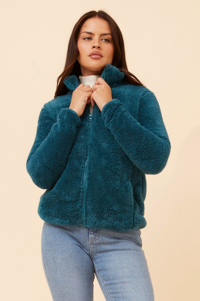 Ava Teddy Jacket Deep Teal