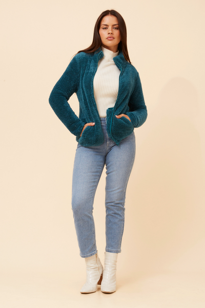 Ava Teddy Jacket Deep Teal