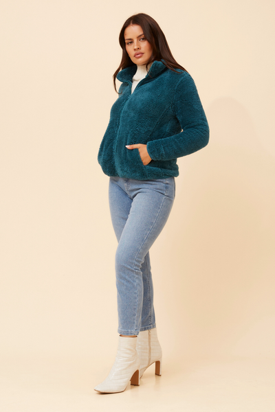 Ava Teddy Jacket Deep Teal