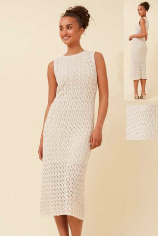 Crochet Lurex Knit Dress - Cavorte 