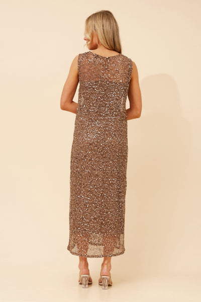 Kirra Sequin Dress Coffee