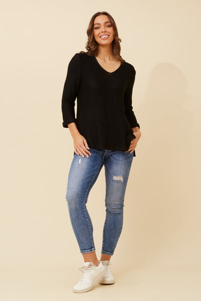 Zoe V Neck Sweater Black