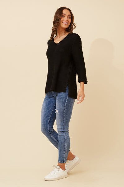 Zoe V Neck Sweater Black