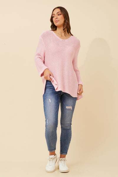 Zoe V-Neck Sweater Pink