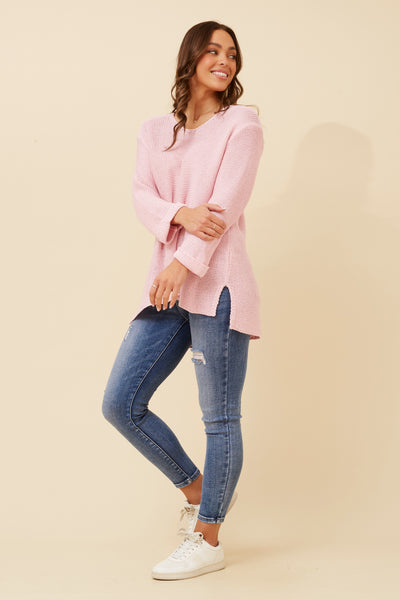 Zoe V-Neck Sweater Pink