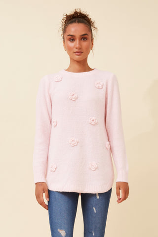 Crochet Flower Knit Pink