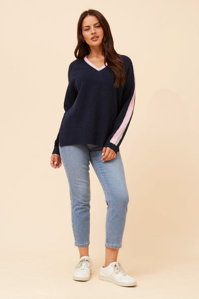 Elsie V-Neck Sweater Navy