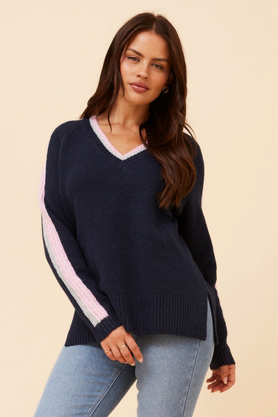 Elsie V-Neck Sweater Navy