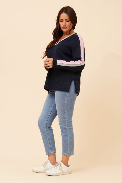 Elsie V-Neck Sweater Navy