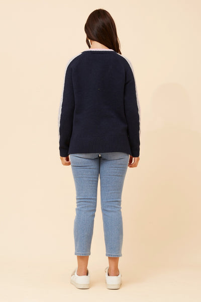 Elsie V-Neck Sweater Navy