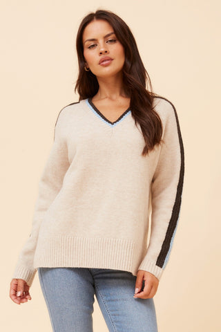 Elsie V-Neck Sweater Oatmeal