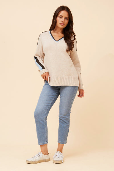 Elsie V-Neck Sweater Oatmeal