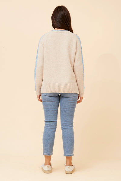 Elsie V-Neck Sweater Oatmeal