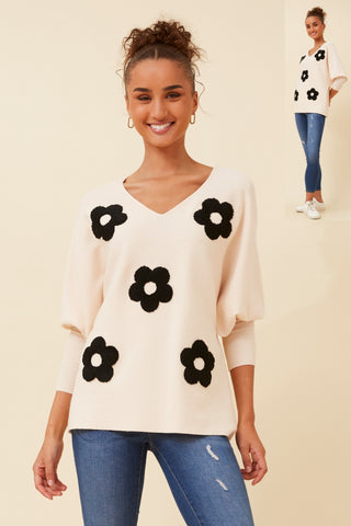 Daisy V Neck Knit Ivory