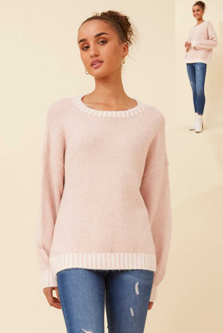 Blanket Stitch Knit Blush - Cavorte 