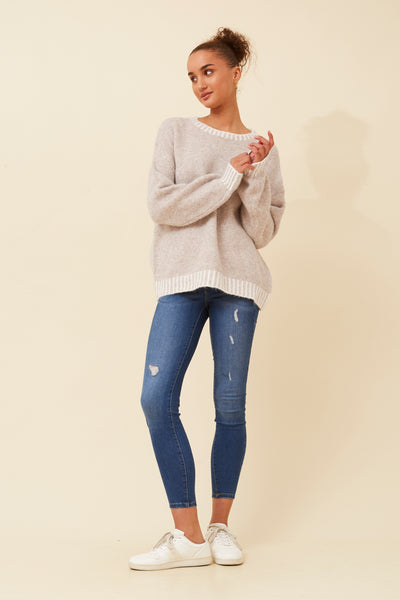 Blanket Stitch Sweater Stone