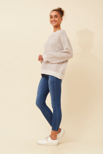 Blanket Stitch Sweater Stone