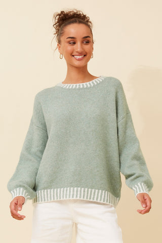 Blanket Stitch Sweater Sage