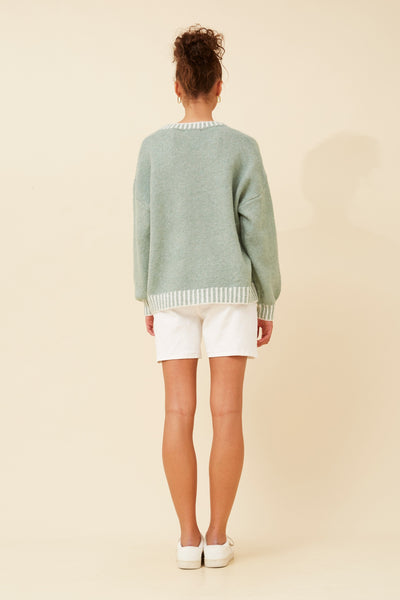 Blanket Stitch Sweater Sage